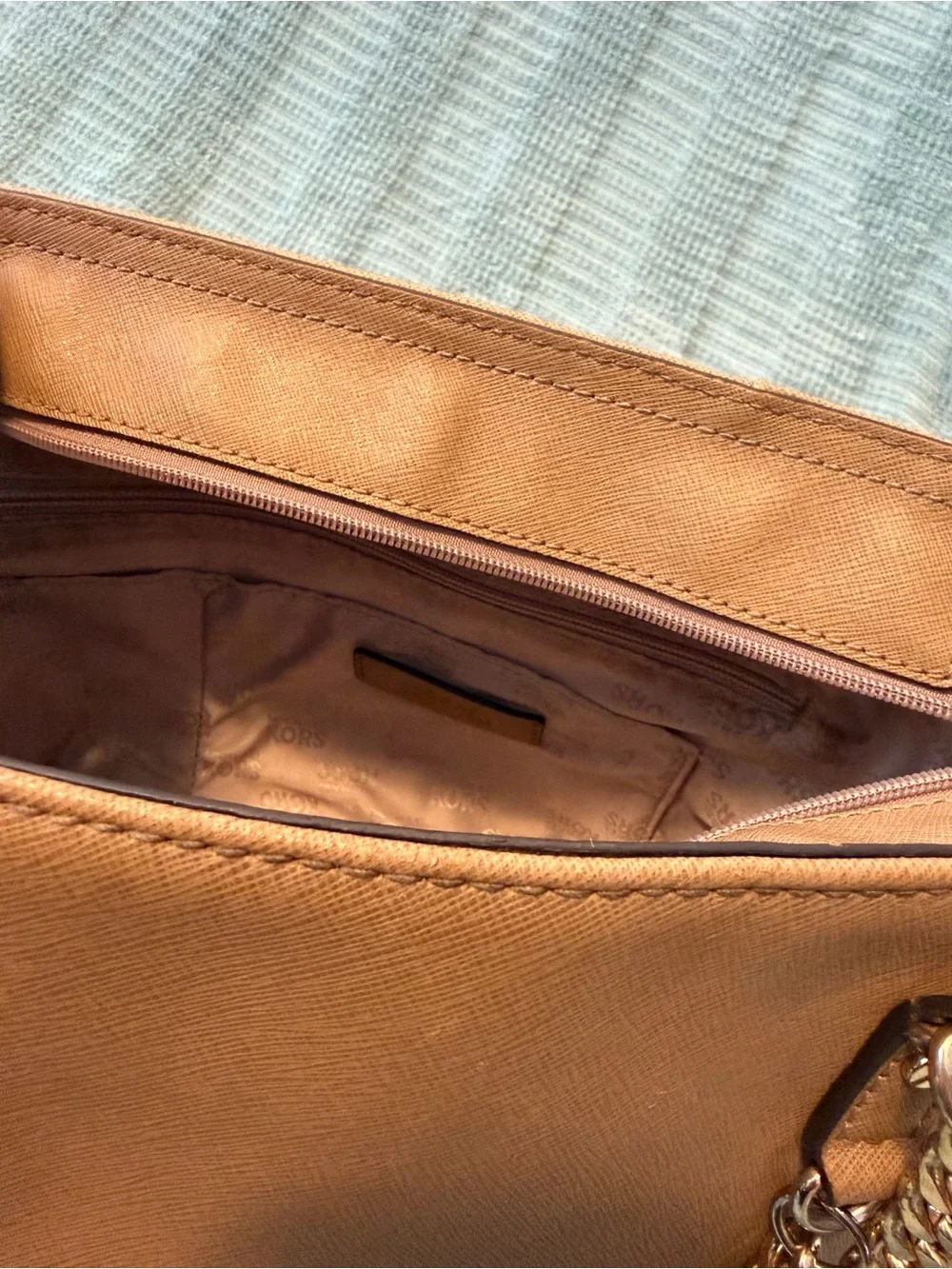 Michael Kors Tan Leather Chain-Accent Tote